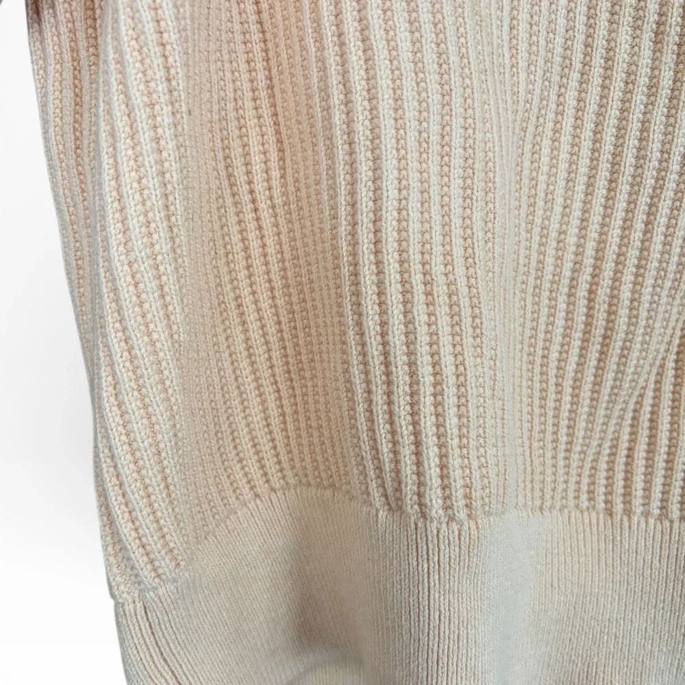 J.Crew Puff Sleeve Sweater Womens Peach Excellent Ribbed Cotton‎ Cashmere L